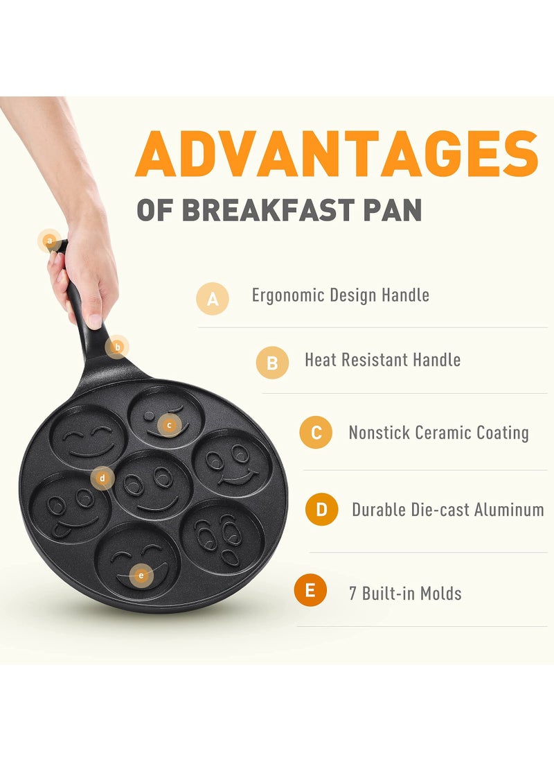 Generic - Nonstick Mini Pancake Pan with 7 Smiling Faces, Fun and Easy Crepe Maker for Kids, Perfect for Breakfast! - Image 1