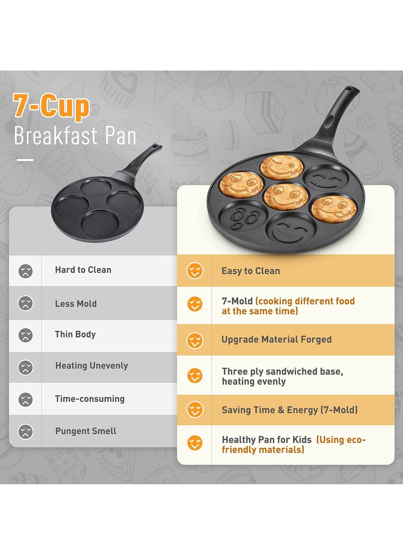 Generic - Nonstick Mini Pancake Pan with 7 Smiling Faces, Fun and Easy Crepe Maker for Kids, Perfect for Breakfast! - Image 1