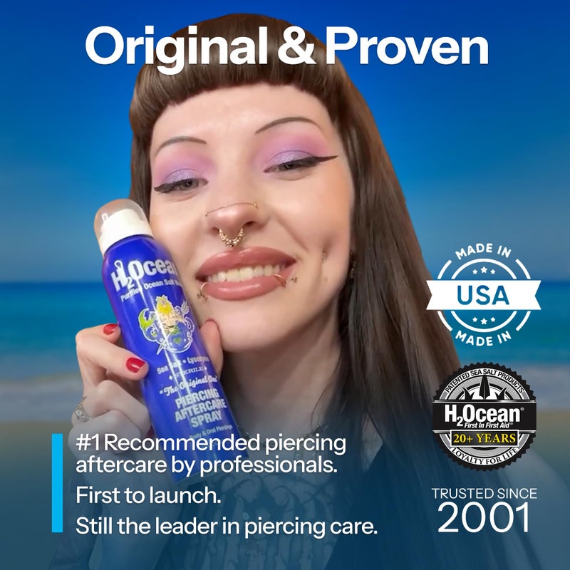 H2Ocean Piercing Aftercare Spray and Keloid Bump Removalâ€“ Sea Salt Spray for Body and Facial Piercings â€“ Ear, Nose, Navel, Oral & Body Piercing Cleaner, Aftercare Solution for New Piercingsâ€“ 1.5oz - Image 3