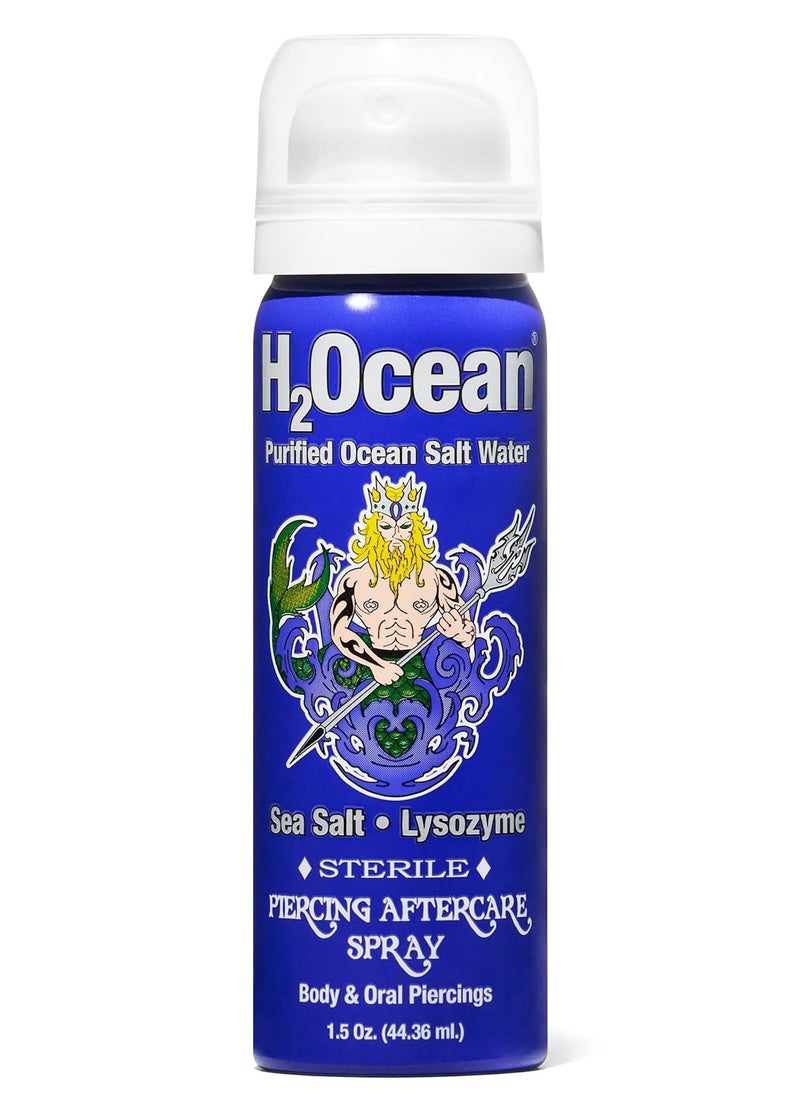 H2Ocean H2Ocean Piercing Aftercare Spray, Sea Salt Keloid & Bump Treatment, Wound Care Spray Organic Wound Wash For Ear, Nose, Naval, Oral Body Piercings 1.5oz  - Image 1
