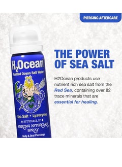 H2Ocean H2Ocean Piercing Aftercare Spray, Sea Salt Keloid & Bump Treatment, Wound Care Spray Organic Wound Wash For Ear, Nose, Naval, Oral Body Piercings 1.5oz  - Image 3