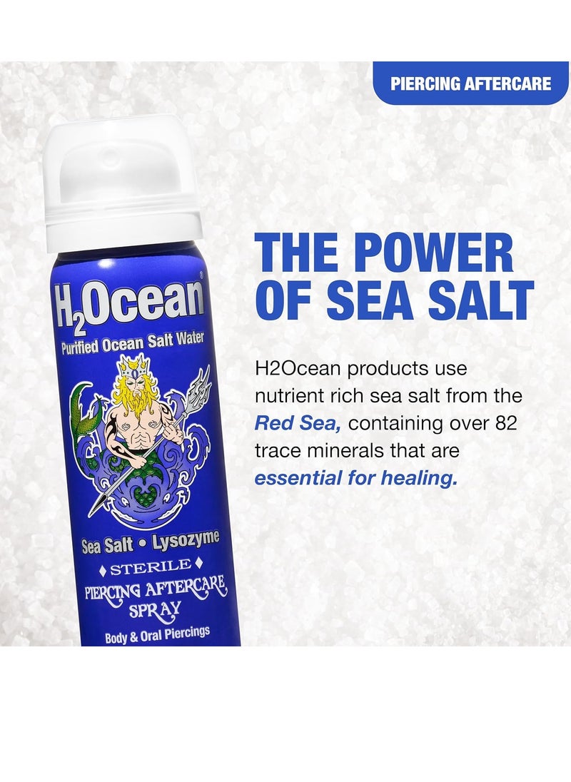 H2Ocean H2Ocean Piercing Aftercare Spray, Sea Salt Keloid & Bump Treatment, Wound Care Spray Organic Wound Wash For Ear, Nose, Naval, Oral Body Piercings 1.5oz  - Image 3