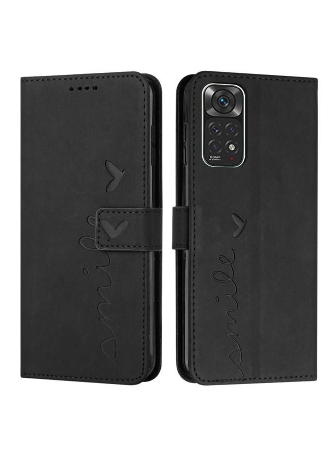 حافظة لهاتف شاومي ريدمي نوت 11 العالمية، حافظة جلدية بنمط قلب