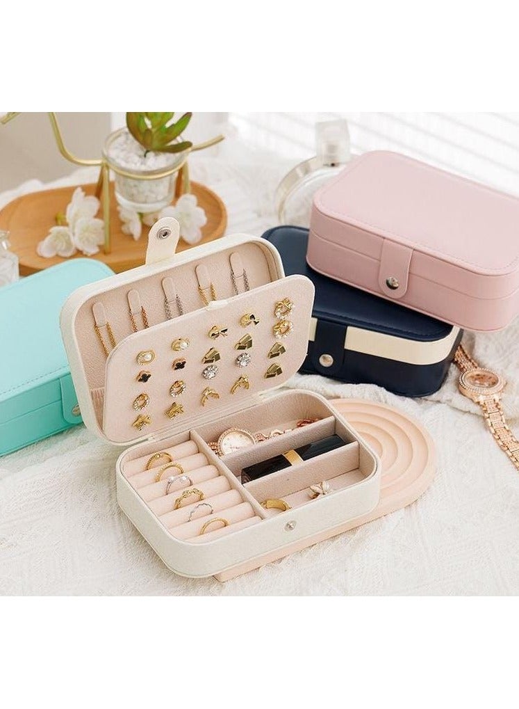 Jewelry Box, Multi-Layer PU Leather Portable Cosmetic Bag, Travel Small Jewelry Organizer Storage Bag for Rings, Earrings, Necklaces, Bracelets