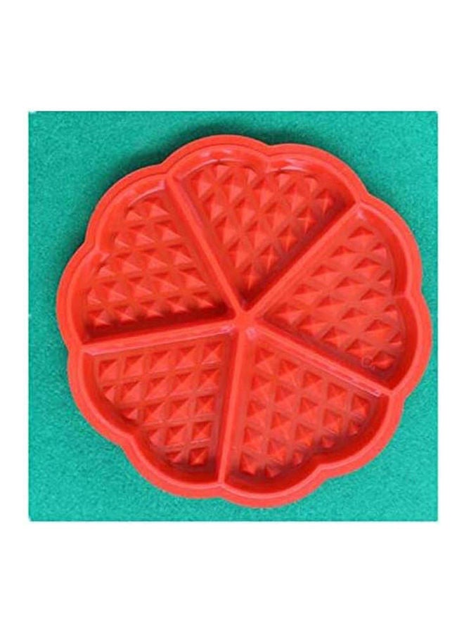 يو-هومي Waffle Baking Mould Pan Heart Shaped Silicone Red 17.5 *1.5cm
