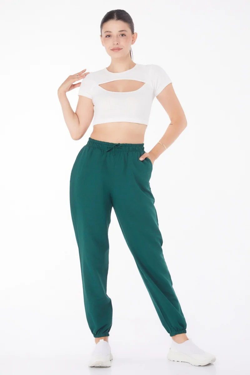 Tofisa Plain Mid Women's Green Trousers - 13207