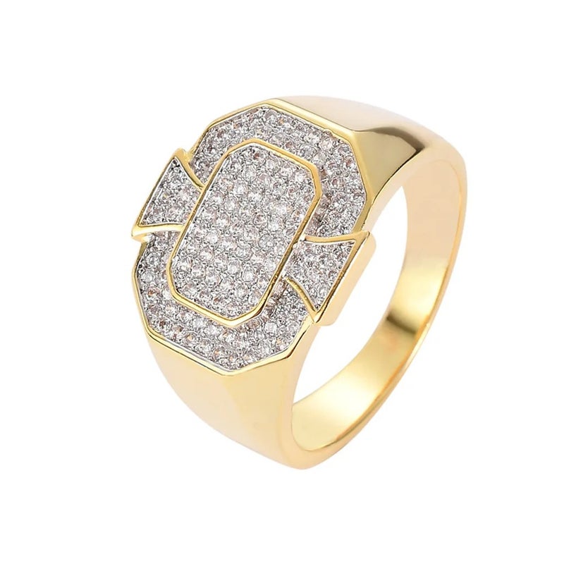 Bluejw High-Grade Men's 3A CZ Ring New Fine Geometric Bling Brass Ring with Rhodium Plating Hip Hop Style  Anniversary Gift - Image 2