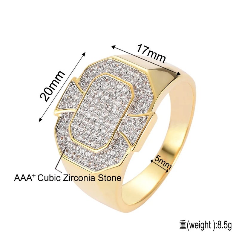 Bluejw High-Grade Men's 3A CZ Ring New Fine Geometric Bling Brass Ring with Rhodium Plating Hip Hop Style  Anniversary Gift - Image 4