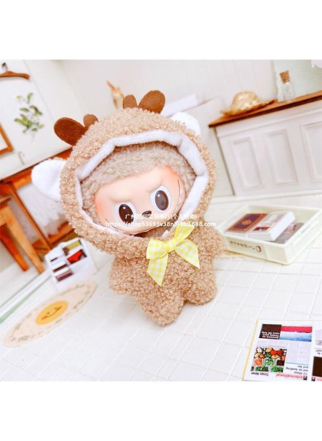 Only Clothes] Labubu Doll Clothes 17cm Heart Vinyl Face Pull Cloth Baby Clothes Change To Replace-Specifications:10cm-Color:10cm Pink Fragrance Two-piece Set  - Image 2