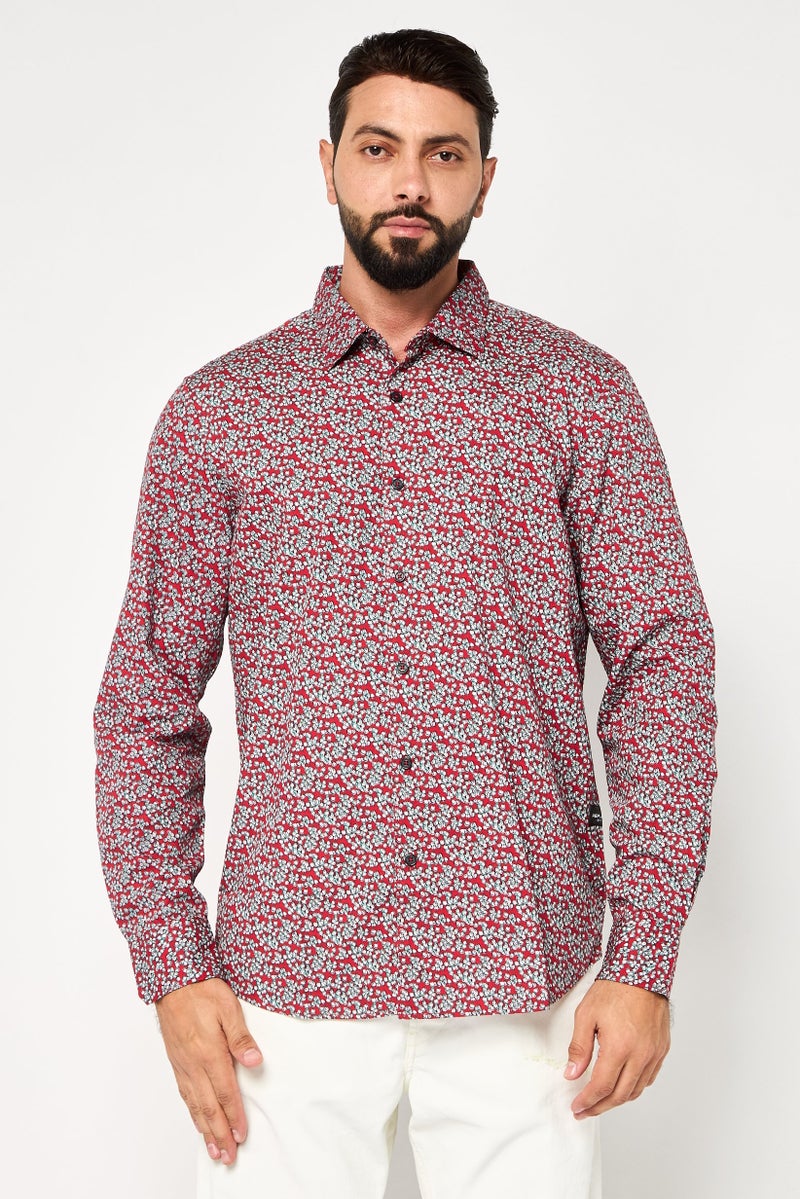 Replay Men Regular Fit Allover Print Long Sleeves Shirt, Multicolor - Image 1