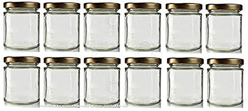 ARUZEN Glass Small Containers Set of 12 Masala and Spices Storage Jars for Kitchen Refrigerator Round Shape Glass Bottle for Kitchen Storage Airtight Dry Fruits Container 200 ml - Image 1