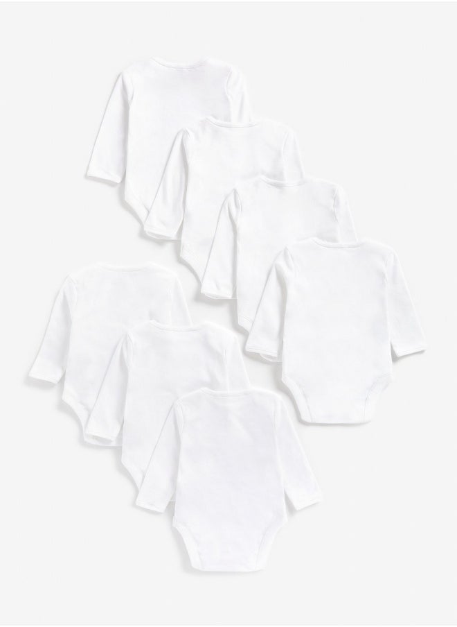 mothercare - White Long Sleeved Bodysuits 7 Pack - Image 1