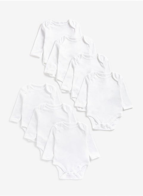 White Long Sleeved Bodysuits 7 Pack