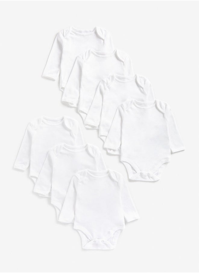 mothercare - White Long Sleeved Bodysuits 7 Pack - Image 1