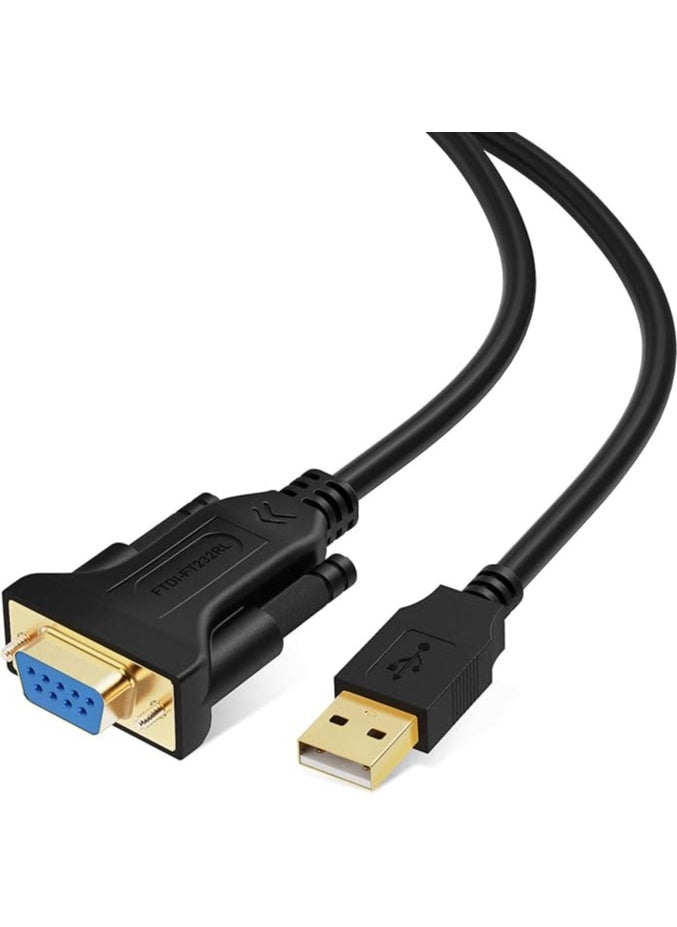 erorex USB to RS232 Adapter with FTDI Chipset, 3.3 FT USB 2.0 to RS232 Female DB9 Serial Converter Cable for Windows 10, 8.1, 8, 7, Vista, XP, 2000, Linux, Mac OS X 10.6 and Above, 1M / Black  - Image 1