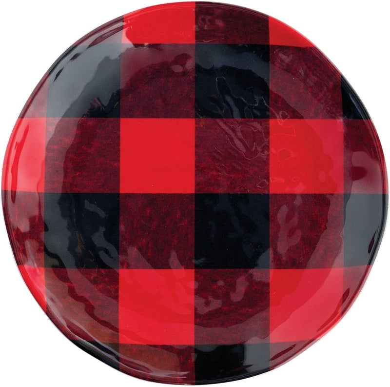 UP UPware Buffalo Plaid Melamine Round Dessert Plates Small Serving Plates Christmas Decorations for Appetizer Snacks and Side Dishes Red and Black 6 Inch Set of 4 - Image 3