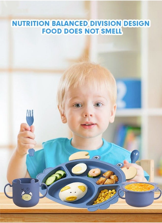 Gonice 6 Pcs Toddler Silicone Tableware Set Baby Dinner Plate Children Feeding Dish Set  - Image 5