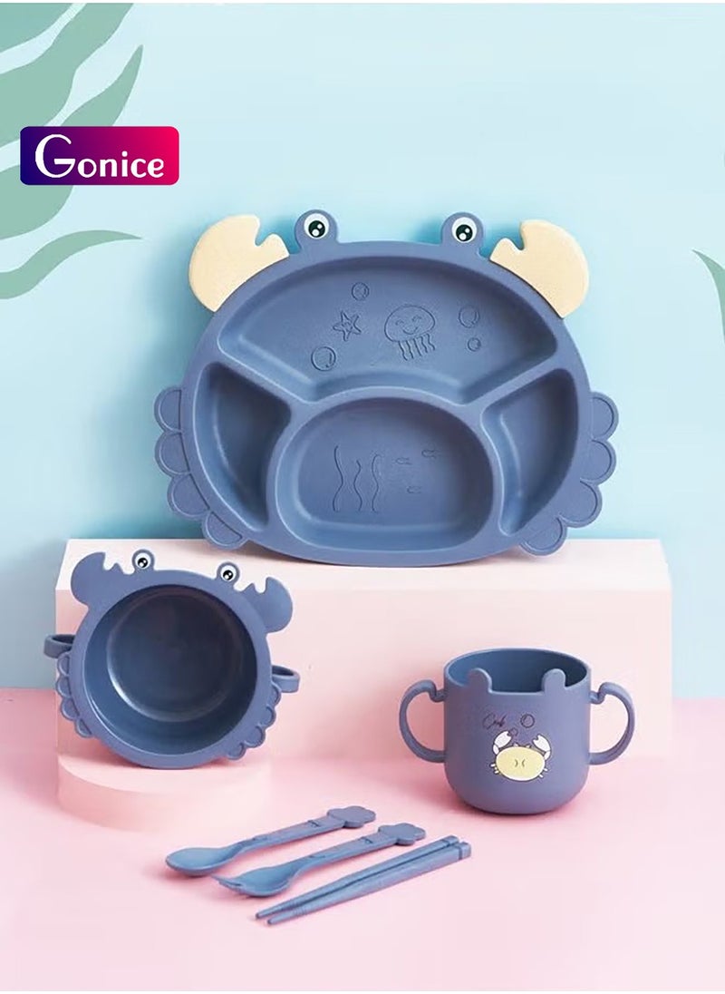 Gonice 6 Pcs Toddler Silicone Tableware Set Baby Dinner Plate Children Feeding Dish Set  - Image 1