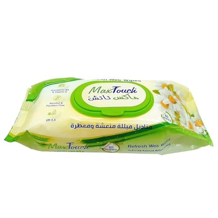 Max Touch Refreshing Wet Wipes with Cap - 80 Pieces - Image 1