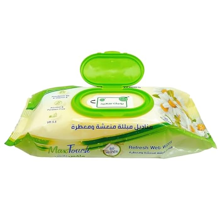 Max Touch Refreshing Wet Wipes with Cap - 80 Pieces - Image 3
