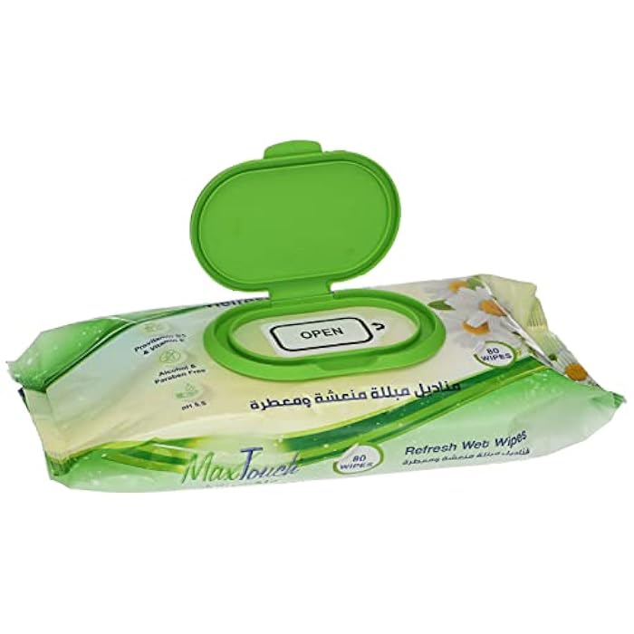 Max Touch Refreshing Wet Wipes with Cap - 80 Pieces - Image 4