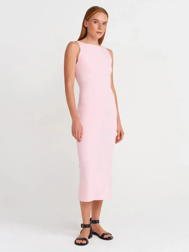 ديلفين Dilvin Sleeveless Midi Bodycon Dress With Slit