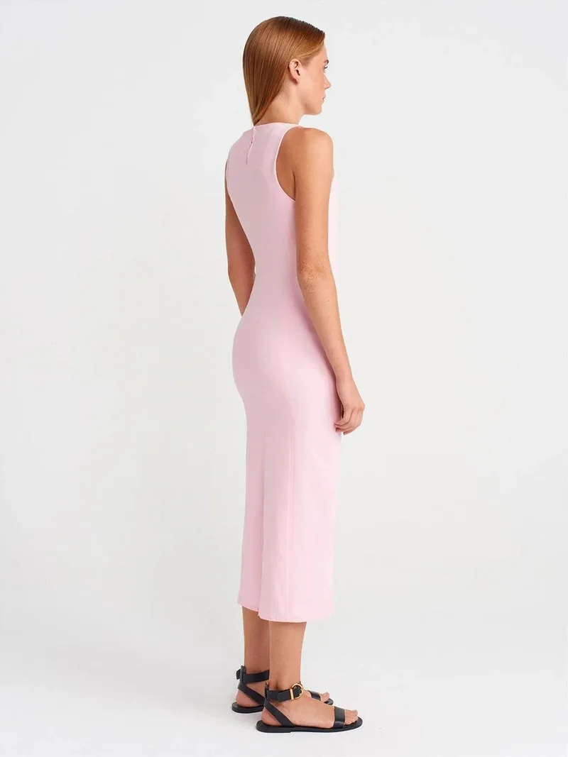 ديلفين Dilvin Sleeveless Midi Bodycon Dress With Slit