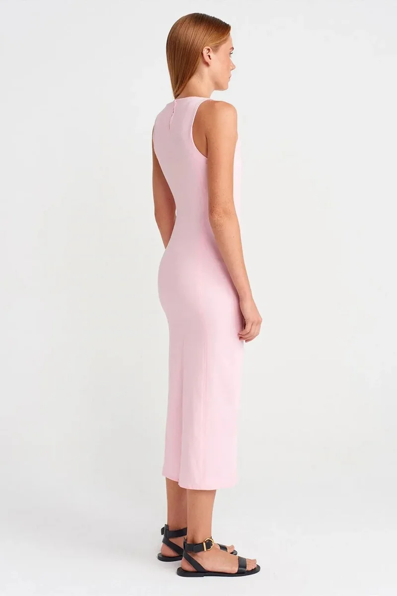 ديلفين DILVIN Sleeveless Midi Bodycon Dress With Slit