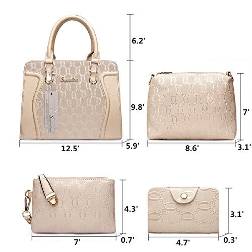 Soperwillton Women's Fashion Handbags Tote Bags Shoulder Bag Top Handle Satchel Purse Set 4pcs - Image 3
