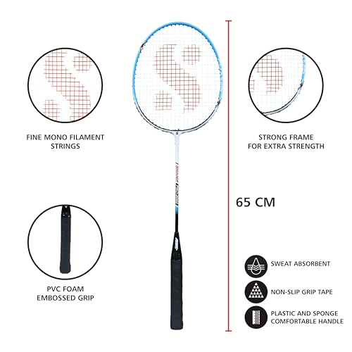 Silvers Silver's Aluminium Champ Badminton Kit (2 Racquets with Full Cover, 1 Box Feather Shuttlecock Pack of 3)(Blue/White) - Image 3