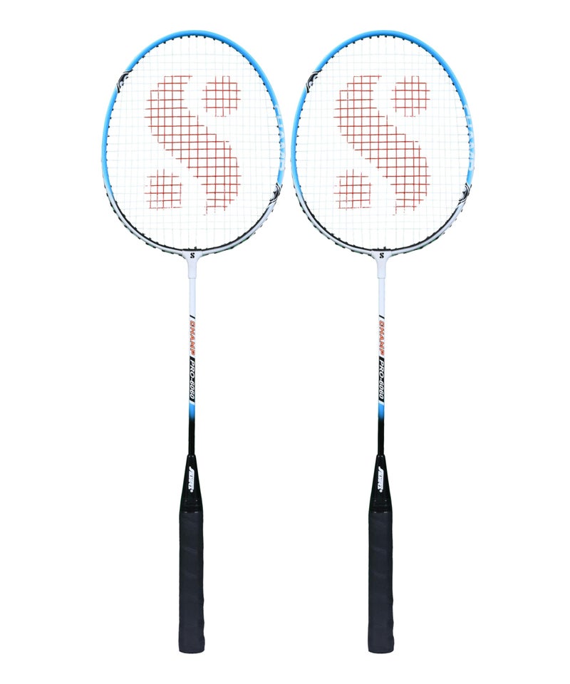 Silvers Silver's Aluminium Champ Badminton Kit (2 Racquets with Full Cover, 1 Box Feather Shuttlecock Pack of 3)(Blue/White) - Image 2
