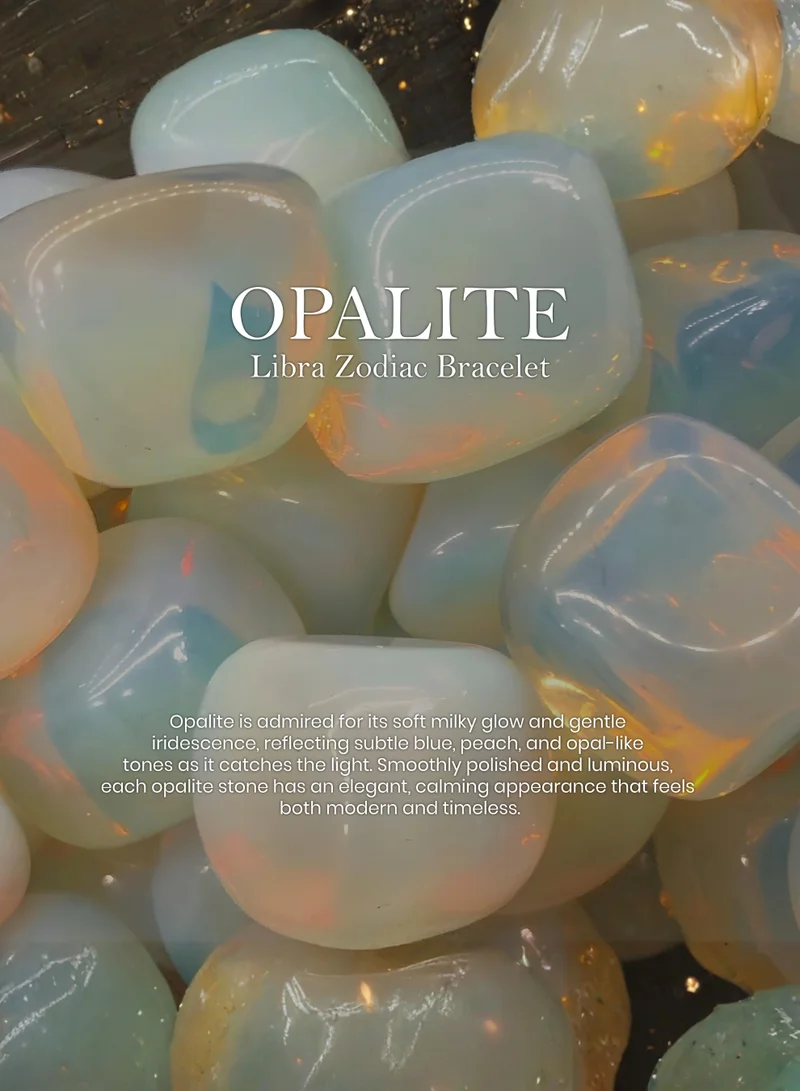 British Fossils Zodiac Keyring Libra - Opalite