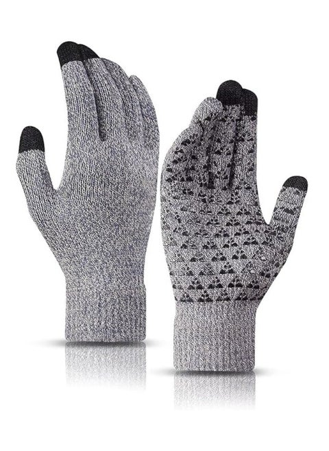 1 Pairs of Winter Knit Gloves for Warm Men with Upgraded Touch Screen Anti-Slip Gloves