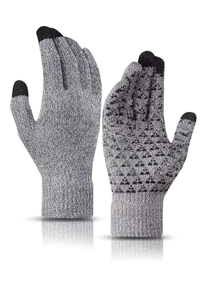 1 Pairs of Winter Knit Gloves for Warm Men with Upgraded Touch Screen Anti-Slip Gloves