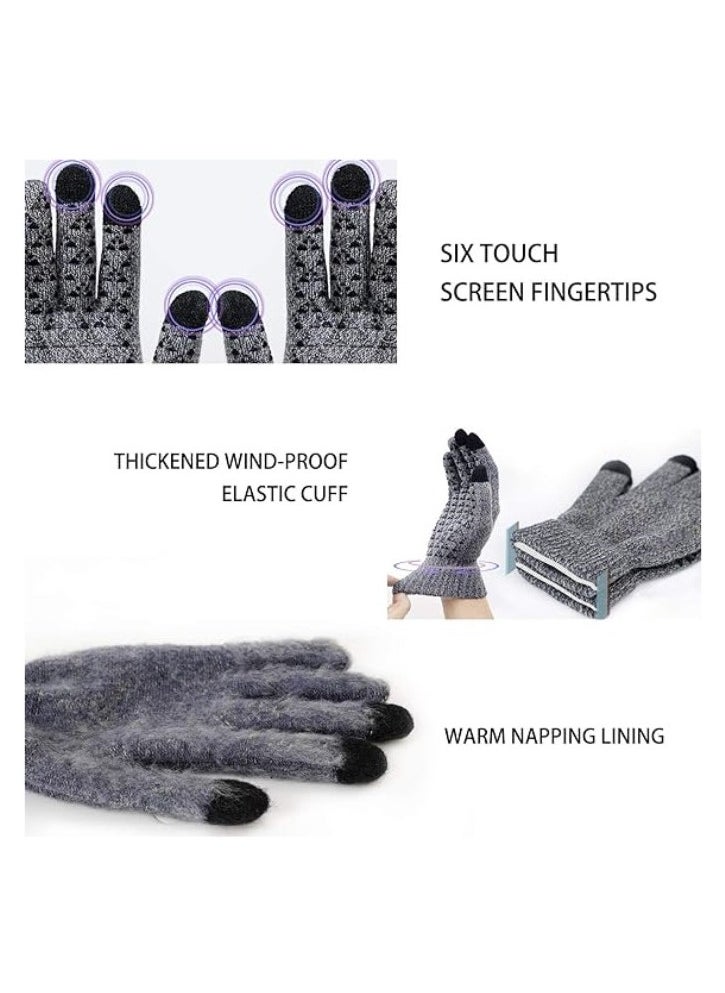 1 Pairs of Winter Knit Gloves for Warm Men with Upgraded Touch Screen Anti-Slip Gloves