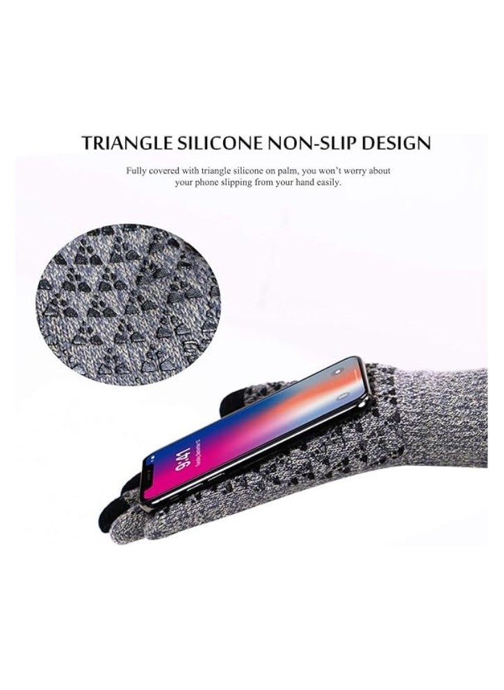 1 Pairs of Winter Knit Gloves for Warm Men with Upgraded Touch Screen Anti-Slip Gloves