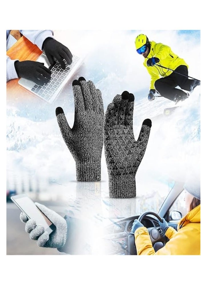 1 Pairs of Winter Knit Gloves for Warm Men with Upgraded Touch Screen Anti-Slip Gloves