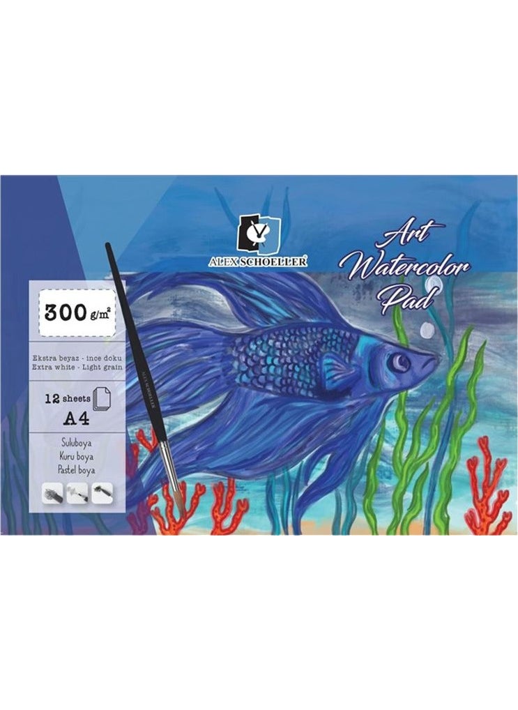 Alex Schoeller Art Watercolor Block Fine Textured Extra White 300G 12 Yp A4 