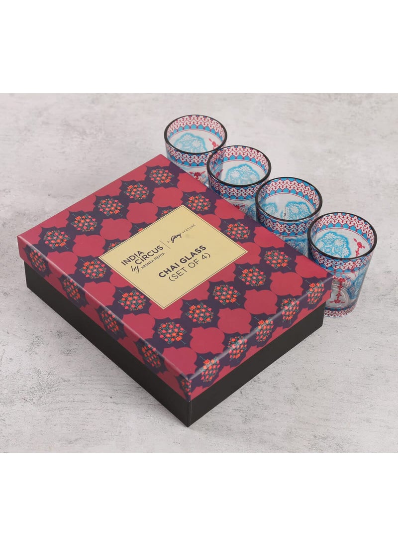 India Circus By Krsnaa Mehta Modern Loom Infinity Printed Kullad Tea Serving Chai Coffee Cups Glasses Multicolour Set of 4 140 mL Each