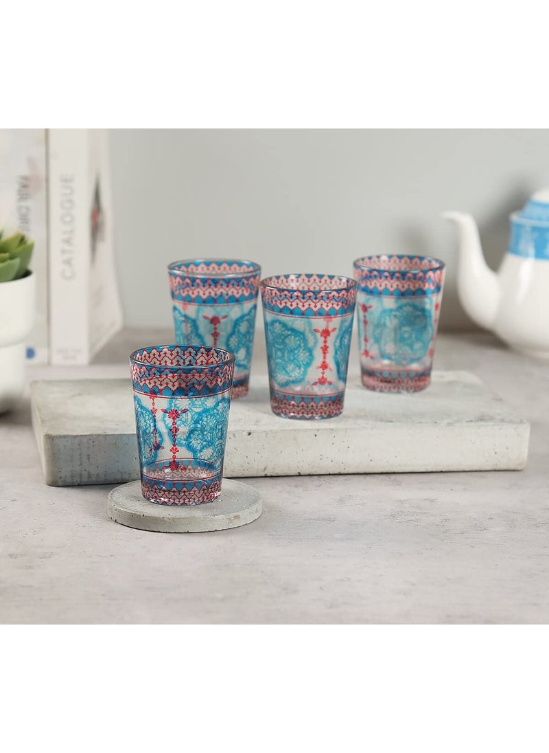 India Circus By Krsnaa Mehta Modern Loom Infinity Printed Kullad Tea Serving Chai Coffee Cups Glasses Multicolour Set of 4 140 mL Each