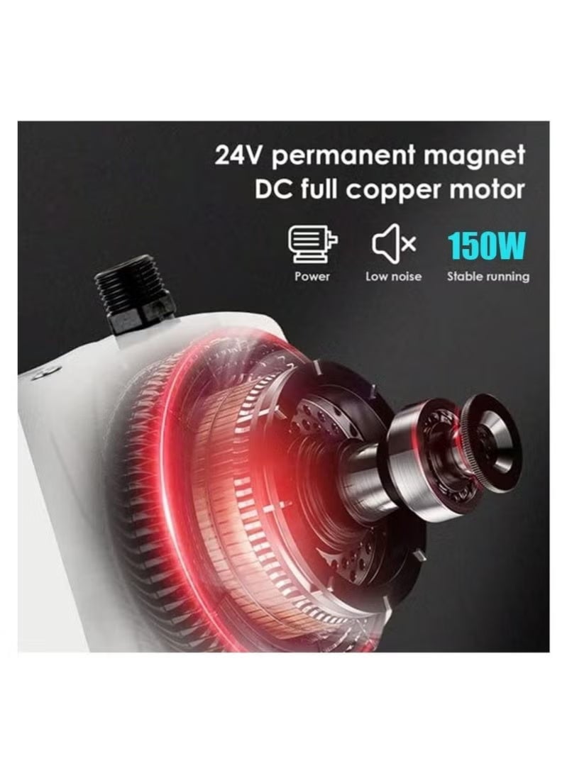 Water Booster Pump,24V Portable Automatic Pressure Pump,150W Shower Pump with Flow Switch, Hot Cold for Tap Water/Toilet/Bathroom (Black) - Image 3