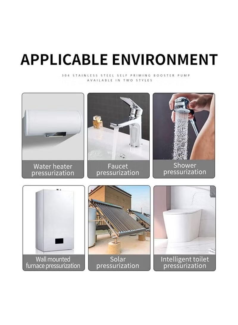 Water Booster Pump,24V Portable Automatic Pressure Pump,150W Shower Pump with Flow Switch, Hot Cold for Tap Water/Toilet/Bathroom (Black) - Image 5