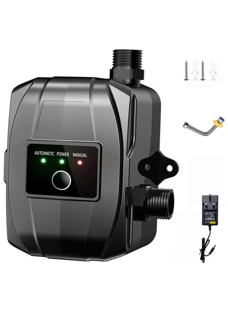 مضخة تعزيز المياه، مضخة ضغط أوتوماتيكية محمولة ٢٤ فولت، مضخة دش ١٥٠ واط مع مفتاح تدفق، مياه ساخنة وباردة لمياه الصنبور/المرحاض/الحمام (أسود) - Image 1
