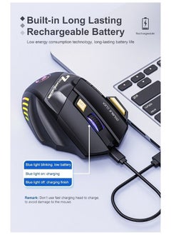 iMice Wireless Mute Gaming Mouse 7 Programmable Buttons - Mechanical  Switches  With Lights Black  - Image 2