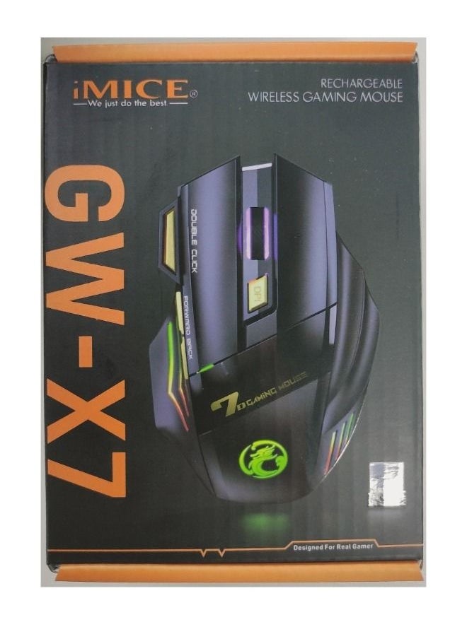 iMice - Wireless Mute Gaming Mouse 7 Programmable Buttons - Mechanical  Switches  With Lights Black - Image 1
