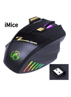iMice Wireless Mute Gaming Mouse 7 Programmable Buttons - Mechanical  Switches  With Lights Black  - Image 1