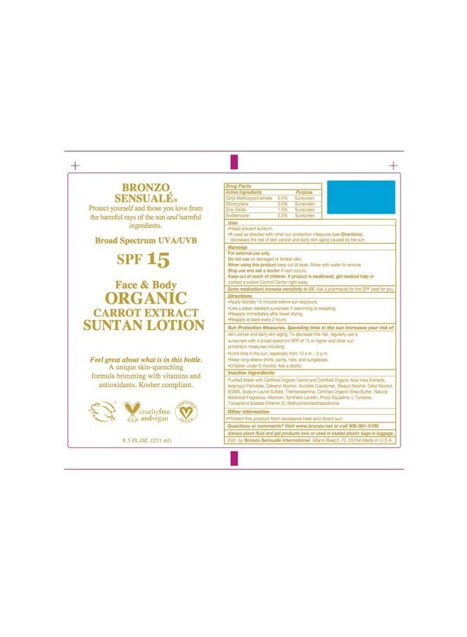 bronzo sensuale Bronzo Sensuale SPF Sunscreen Deep Golden Tanning Organic Carrot Lotions 8.5 Ounces (SPF 15 Lotion)  - Image 2