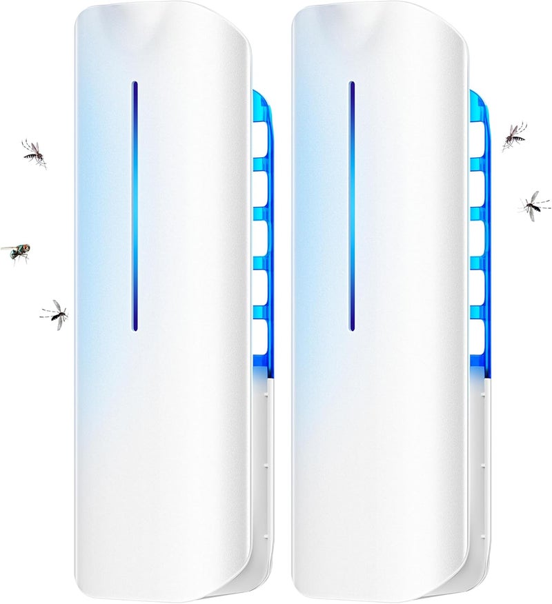BURLAN Fruit Fly Traps Indoor for Home: Plug in Mosquito Bug Zapper Gnat Moth Catcher with 9W Night UV Light, 2 Devices 20 Sticky Glue Board Refills for Indoors Flying Insect Trap - Image 1