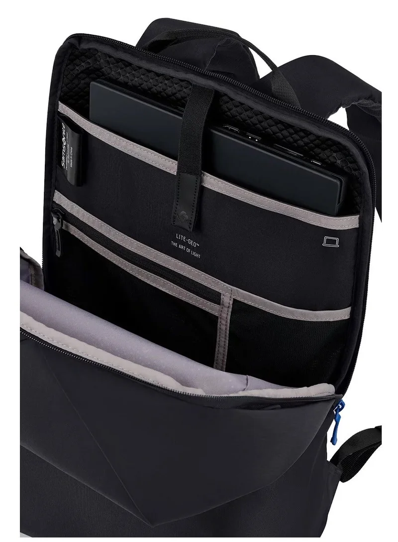 Samsonite black Lite-Geo 15.6" Laptop Backpack, 100% Nylon, Black|Outer Zipper Pockets|Bottle Holder|Internal Key Holder - 3 Years International Warranty  | Best Price UAE