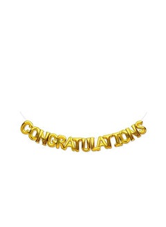 Congratulations Balloons Banner | 16 Inch Mylar Foil Letter Balloon Sign for Retirement, New Job, Engagement, Anniversary, Graduation Party Decorations Supplies (Gold)